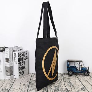 Sac fourre-tout en toile de coton réutilisable et écologique, grande taille, noir, pour la vente en gros – Sacs en toile DIY - Product Image 6