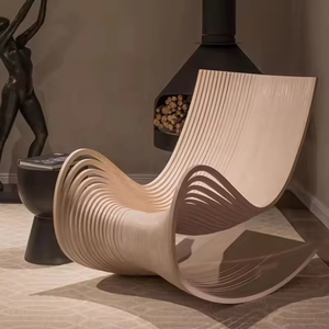 北欧现代风格客厅经济型木制扶手椅豪华酒店公寓胶合板单人躺椅沙发椅 - Product Image 2