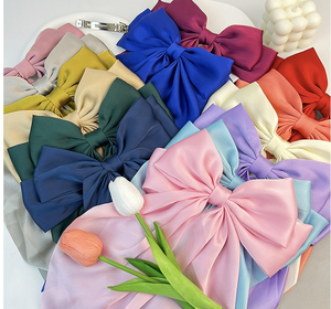 Nouvelle Pince à <span class=keywords><strong>Cheveux</strong></span> Grande Nœud Papillon en Chiffon pour Femme, <span class=keywords><strong>Barrette</strong></span> à Nœud Papillon en Satin Couleur Unie, Accessoire <span class=keywords><strong>Cheveux</strong></span> pour Queue de Cheval - Product Image 4