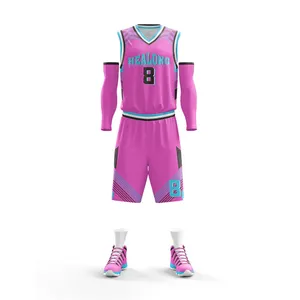 定制设计团队篮球制服粉红色女性篮球球衣