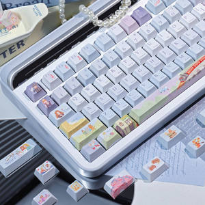 Personnalité <span class=keywords><strong>Film</strong></span> Poésie Lignes Keycaps Cerise/SOA Profil PBT Dye Subbed Keycap pour Mx Switch <span class=keywords><strong>Clavier</strong></span> Mécanique - Product Image 6