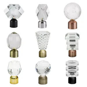 Tringle à rideau en fer <span class=keywords><strong>Tuyau</strong></span> à rideau en <span class=keywords><strong>cristal</strong></span> et accessoires Embouts or Meilleure vente <span class=keywords><strong>Cristal</strong></span> de haute qualité Bois populaire Unique Moderne - Product Image 1