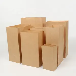 ECO Recycling Large heavy duty durable sack kraft brown white paper bags per l'imballaggio della spesa alimentare take away 50 pz/set