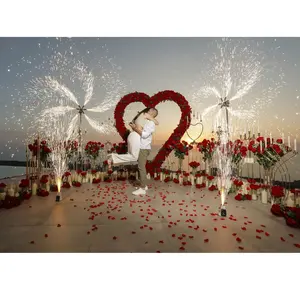 Forma de corazón Seda Rosa Día de San Valentín Propuesta Matrimonio Corredores Telón de fondo Boda Cumpleaños Decoración Artificial Boda Flor Arco