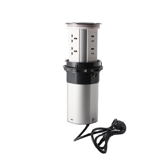Tuya App Remote Control IP65 Automatic Kitchen Pop-up Table Socket 6 Universal Sockets Type A+C Charger for Industrial