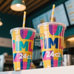 Logo imprimé personnalisé en gros Vaso Plastico Con Tapa 32oz noir arc-en-ciel <span class=keywords><strong>Halloween</strong></span> gobelets en plastique pour la personnalisation - Product Image 2