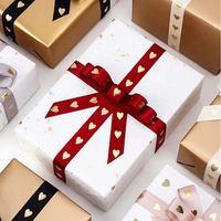 Byron Fabrication Satin Ruban Logo Personnalisé Rubans De Luxe 3d Feuille D'or Imprimé De Mariage Cadeau Boîte Wrap Ruban Personnalisé