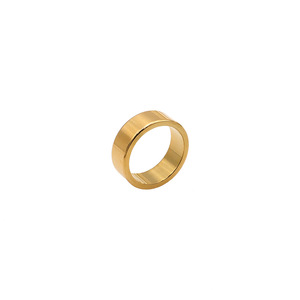 Minimalist Plain Band <b>Titanium</b> Steel <b>Ring</b> 18K Gold Silver Geometric Shape Unisex Everyday Wear - Product Image 5