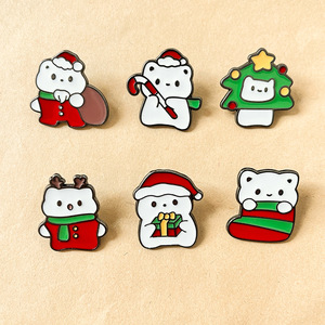 New Style Großhandel Nette Emaille Weihnachts katze Geschenke Abzeichen Stifte Weihnachts schmuck Brosche Anstecknadel für Kleidung - Product Image 2