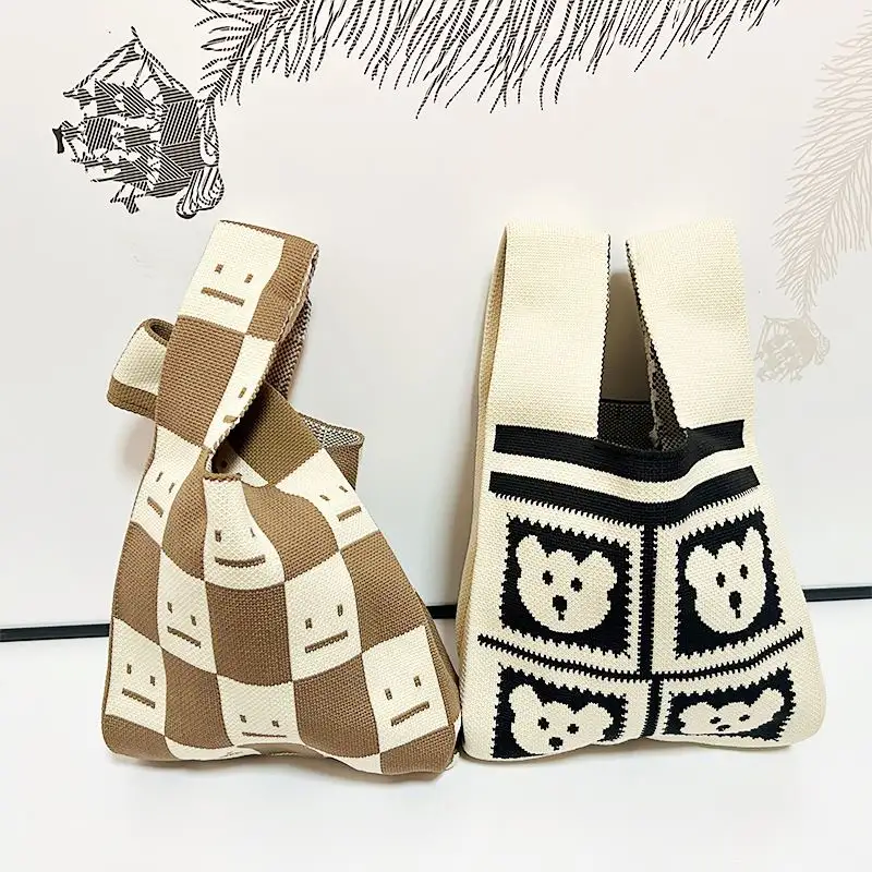 Nouveau sac à main tricoté au crochet de dessin animé de créateur sac à provisions à bandoulière unique pour filles femmes