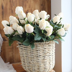Highly Realistic Long Lasting Artificial 9-<b>head</b> pink Faded <b>Style</b> Roses Bud for Ornaments DIY Arrangement Artificial Flower - Product Image 5