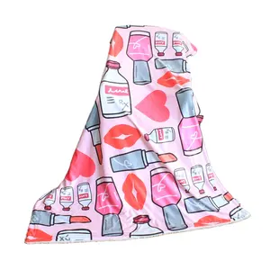 Kids Micro Pink King Size High Quality Custom Plush Throw Queen Flannel Sherpa Blankets With Pictures