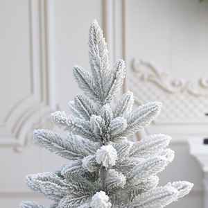 Décorations de Noël, mini sapin de Noël en PVC avec base en toile de jute, petit sapin floqué blanc, pour table, salon - Product Image 3