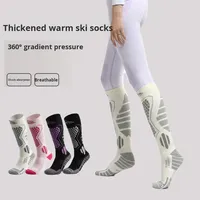 Chaussettes de compression en tricot chaudes pour l'hiver, pour hommes et femmes, pour le ski professionnel, le cyclisme, l'alpinisme, la course à pied