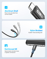 Cable de Carga Rápida SUNGUY de Nailon Trenzado de 18W, Cable de Datos USB, Cable de Alimentación para Teléfonos Móviles, Bancos de Energía y Laptops