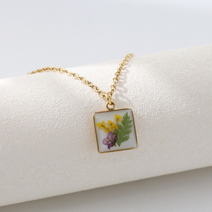 CAIOOCHE vero fiore geometrico stile minimalista catena a clavicola in acciaio inox ciondolo <span class=keywords><strong>per</strong></span> <span class=keywords><strong>sempre</strong></span> fiore collana di fiori colorati - Product Image 6