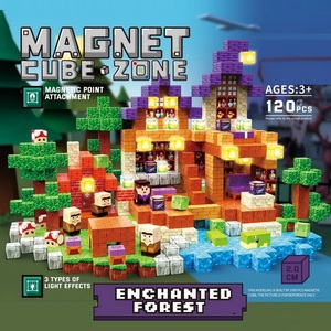 Cubes de construction magnétiques <span class=keywords><strong>en</strong></span> plastique ABS KSF, style bac à sable, briques de construction avec textures d'herbe, de pierre et de <span class=keywords><strong>bois</strong></span> pour enfants - Product Image 2