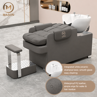 Fauteuil de lavage semi-inclinable en céramique de style moderne avec système de rinçage par eau en métal pour salons de coiffure, barbiers et spas, vente en gros, noir