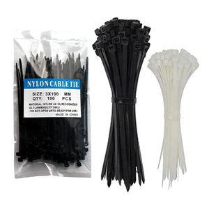 Matière première noir/blanc 100 pièces attaches de câble en plastique 4.8*400mm couleur personnalisation attaches de câble autobloquantes - Product Image 1