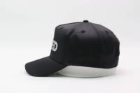 Casquette de camionneur à profil haut à 5 panneaux avec logo personnalisé en cristal, ruban d'impression et boucle avec logo laser