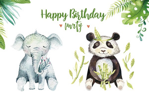 Toile de fond d'anniversaire Jurassic Park avec des feuilles vertes tropicales, fonds de photographie personnalisés, photophone pour baby shower - Product Image 3