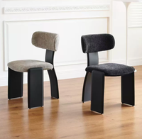 Chaise de salle à manger en cuir haut de gamme, style moderne, luxe léger, avec structure en fer, pour la maison, l'appartement, la villa.