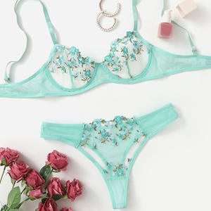 Vente chaude femmes Sexy sous-vêtements soutien-gorge slips ensemble avec broderie demi glisse japonais <span class=keywords><strong>Mature</strong></span> Femme filles Lingerie Femme - Product Image 2