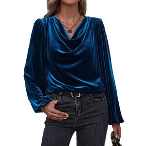 <span class=keywords><strong>Chemise</strong></span> <span class=keywords><strong>en</strong></span> <span class=keywords><strong>velours</strong></span> à imprimé vache pour femmes Nouveau design Manches lanternes Haut décontracté <span class=keywords><strong>Chemise</strong></span> de mode personnalisée pour femmes - Product Image 5