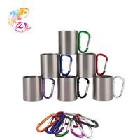 Mug de camping en acier inoxydable ZP avec logo personnalisé, 7 oz et 10 oz, pour la randonnée et le camping, avec poignée mousqueton