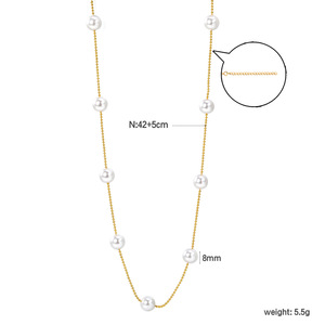 สร้อยคอไข่มุก โซ่ทอง ไข่มุกทรงกลม สำหรับผู้หญิง สวมใส่ได้ทุกวัน แฟชั่นเรียบง่าย เครื่องประดับกระดูกไหปลาร้าระดับไฮเอนด์ - Product Image 2