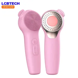 Gezichtsborstel Huid Massager Elektrische Siliconen Gezichtsborstel Usb Reiniging Waterdichte Sonische Trillingen Met Rood Blauw Led Verlichting