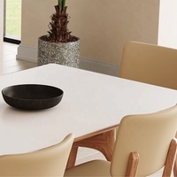 Table rectangulaire simple moderne Table minimaliste petite plate en bois massif blanc pur Table en forme de roche