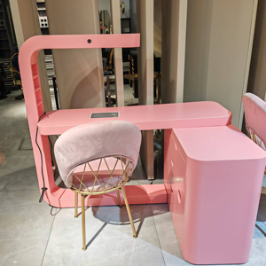 Modern Luxury Nail Table with <b>LED</b> <b>Light</b> Metal Manicure Station & Dust Collector for Salon <b>Workshop</b> Living Room & Dining Use - Product Image 1