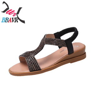 Novedad de Verano: Sandalias Bohemias de Taizhou con Plataforma y Cuña, Modelo A-1, Punta Abierta, Adorno de Pedrería, Empeine de PU, Estilo Romano - Product Image 6