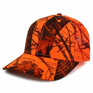 Fabricante OEM, gorras de camionero de camuflaje, gorra de malla de camionero con estampado de camuflaje estructurado para exteriores, gorra de camionero de camuflaje naranja - Product Image 1