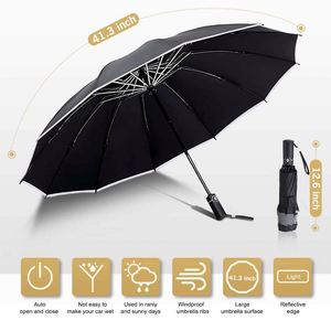 Paraguas Plegable Automático Inteligente de 3 Pliegues, Resistente al Viento, Reflectante y de Seguridad, Precio Económico, Promocional - Product Image 2