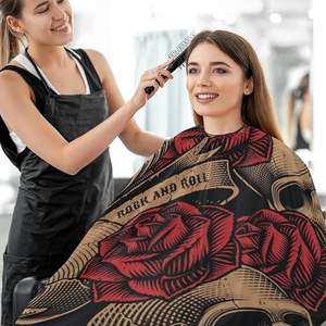 Capa de peluquero resistente al agua vintage con calaveras y rosas Delantal de corte de pelo de poliéster para hombres y mujeres Afeitado de barba Corte de pelo - Product Image 1