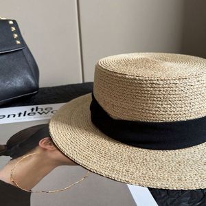 Nouveau Chapeau de Soleil de Luxe en Paille Fine de Raphia, Style Rétro Français, à Bord Plat et Tressage Fin, pour l'Été et les Voyages - Product Image 6