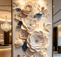 Panneaux muraux floraux 3D 5D de luxe en PVC UV, feuilles de marbre pour la décoration de la maison, des hôtels, des escaliers, des salles de bain et des gymnases