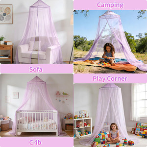 Zanzariera Rotonda Pendente Viola per Cameretta Bambine, 100% Poliestere, per Letti Singoli, Matrimoniali e Queen Size - Vendita all'Ingrosso - Product Image 6