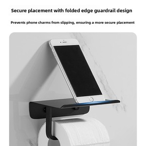 Porte-<span class=keywords><strong>papier</strong></span> <span class=keywords><strong>toilette</strong></span> mural en acier inoxydable 304 à 2 rouleaux avec étagère pour téléphone épaissie, distributeur de <span class=keywords><strong>papier</strong></span> <span class=keywords><strong>toilette</strong></span> noir pour salle de bain - Product Image 4