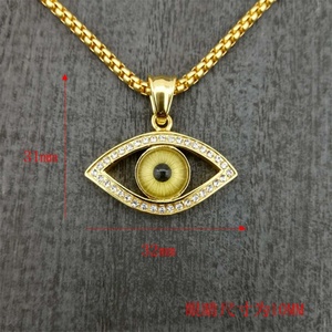 Popular Design Gold Plated Jewelry Stainless Steel Crystal Jewelry Rhinestone Evil Eye Pendant <b>Necklace</b> - Product Image 5