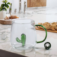 Mug à café en verre JINGYI 3D stéréoscopique à motif mignon, en borosilicate transparent, résistant à la chaleur, avec poignée, design créatif et champêtre