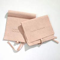 Pochette à bijoux de luxe en microfibre véritable avec rabat, logo personnalisé, en daim doux, pliable