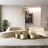 Table basse italienne de luxe en acier inoxydable à motif de vagues de créateur simple avec bosse irrégulière en métal léger