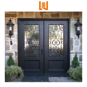 WANJIA Villa Patio Security Doors Iron Entrance Door Entrance Double Front Doors