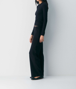 Nuove Magliette da Donna OEM alla Moda, Nere, Morbide e Traspiranti, con Collo Tondo <span class=keywords><strong>Trasparente</strong></span>, Maniche Lunghe, Tinta Unita - Product Image 4