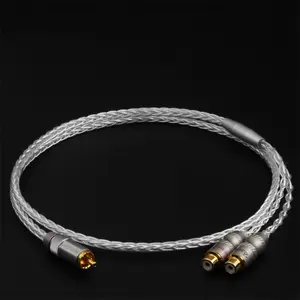 Kabel Audio Perak RCA 1 Ke 2 Colokan Mobil Lapis Emas CD Power Amplifier Mixer Kabel Patch