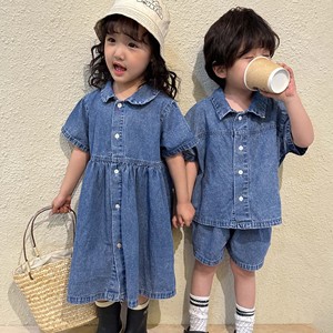 2025 Zomer <span class=keywords><strong>Baby</strong></span> Jongens En Meisjes Kleding Sets Korte Mouwen Casual <span class=keywords><strong>Baby</strong></span> Meisje Jurk En Jongens Denim Mode Tweedelig Pak Lbc - Product Image 3