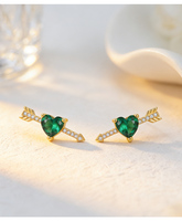 Moyu Juwelen Fijne Valentijnscadeau 925 Sterling Zilver 14K Goud verguld Hart Kubieke Zirkonia Oorknopjes voor Vrouwen